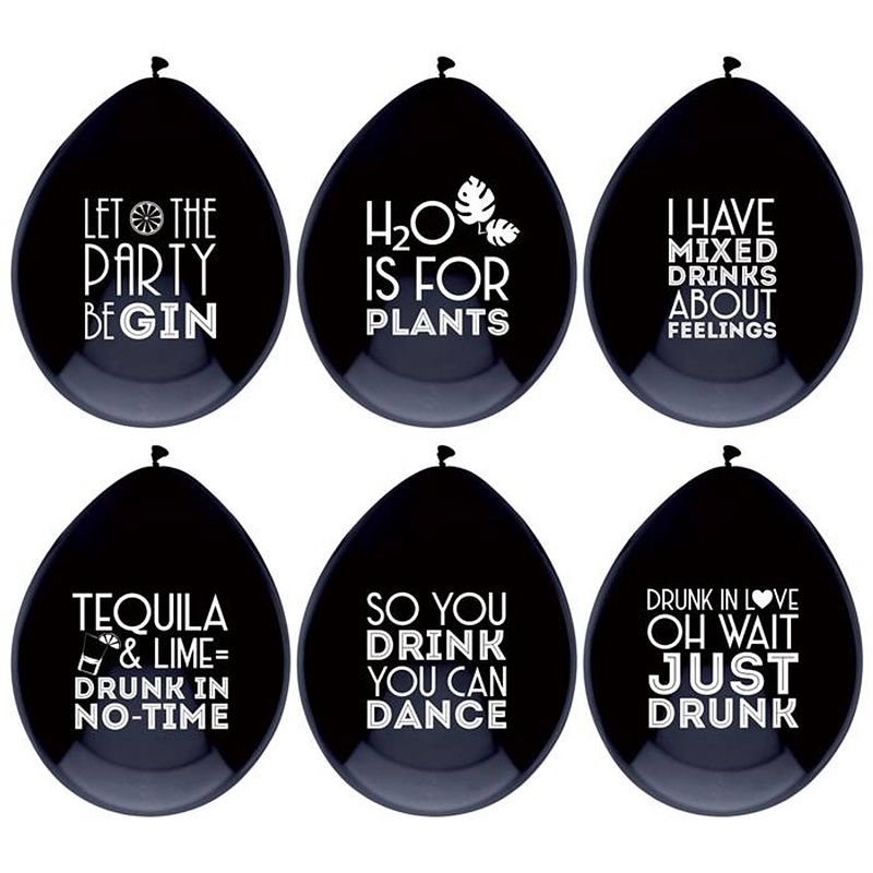 Foto van Haza original ballonnen drink quotes zwart 6 stuks 30 cm