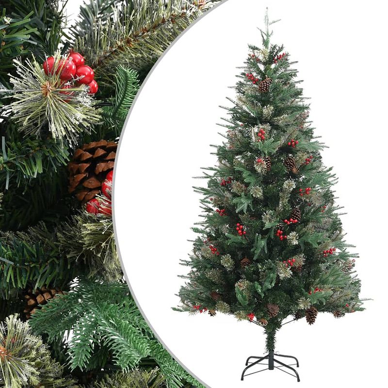 Foto van Vidaxl kerstboom met dennenappels 195 cm pvc en pe groen