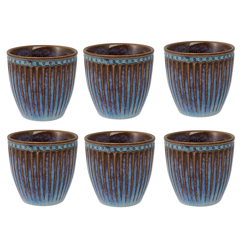 Foto van 6x greengate espresso kopjes (mini latte cup) alice oyster blauw 125 ml - espressokopjes set
