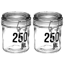 Foto van 2x stuks inmaakpotten/voorraadpotten 0,25l glas met beugelsluiting - voorraadpot