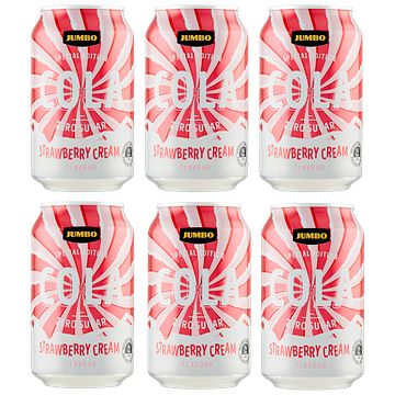 Foto van Jumbo cola zero sugar strawberry cream flavour special edition 6 x 33cl