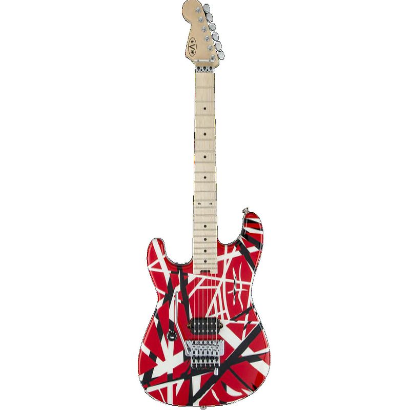 Foto van Evh striped series red, black and white lh mn gitaar