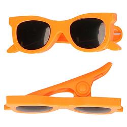 Foto van Handdoekklem/handdoek knijpers - oranje zonnebril - 8x - kunststof - handdoekknijpers