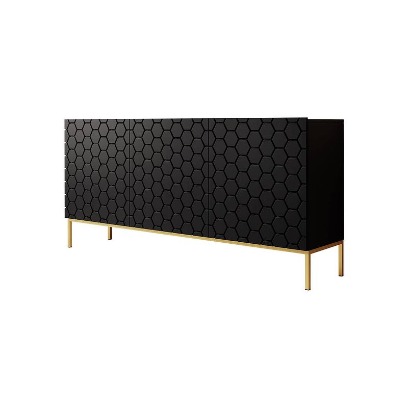 Foto van Meubella dressoir harvey - mat zwart - 160 cm