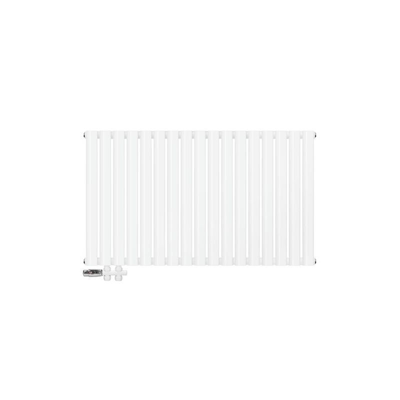 Foto van Paneelradiator dubbellaags 600x1020 mm wit met onderaansluitset ml-design