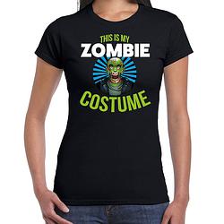 Foto van Zombie costume halloween verkleed t-shirt zwart voor dames l - feestshirts