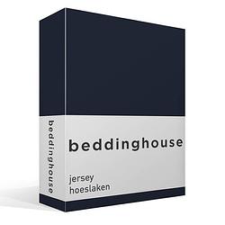 Foto van Beddinghouse jersey hoeslaken - 100% gebreide jersey katoen - 2-persoons (140x200/220 cm) - navy