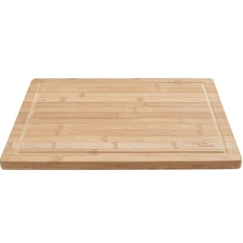 Foto van Snijplank bamboe hout rechthoek 42 cm - snijplanken voor groente, fruit, vlees en vis - keuken/kookbenodigdheden