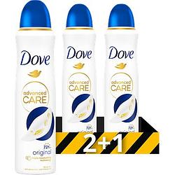 Foto van Dove advanced care antitranspirant deodorant spray original 3 x 150ml bij jumbo