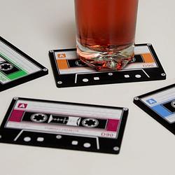 Foto van Cassettebandjes onderzetters (set van 4)
