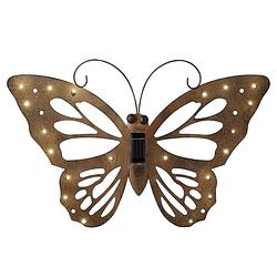 Foto van Ijzeren decoratie vlinder met solar verlichting 53 x 35 cm - tuinbeelden