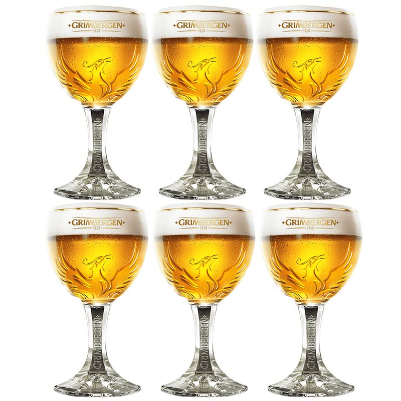 Foto van Grimbergen bierglazen op voet 330 ml - 6 stuks