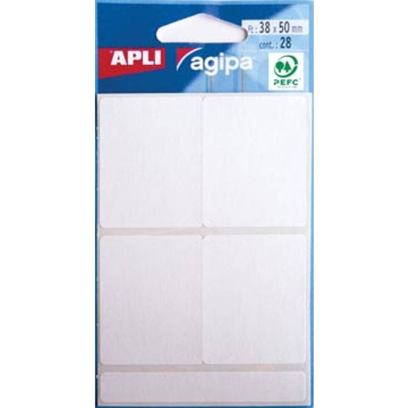 Foto van Agipa witte etiketten in etui ft 38 x 50 mm (b x h), 28 stuks, 4 per blad