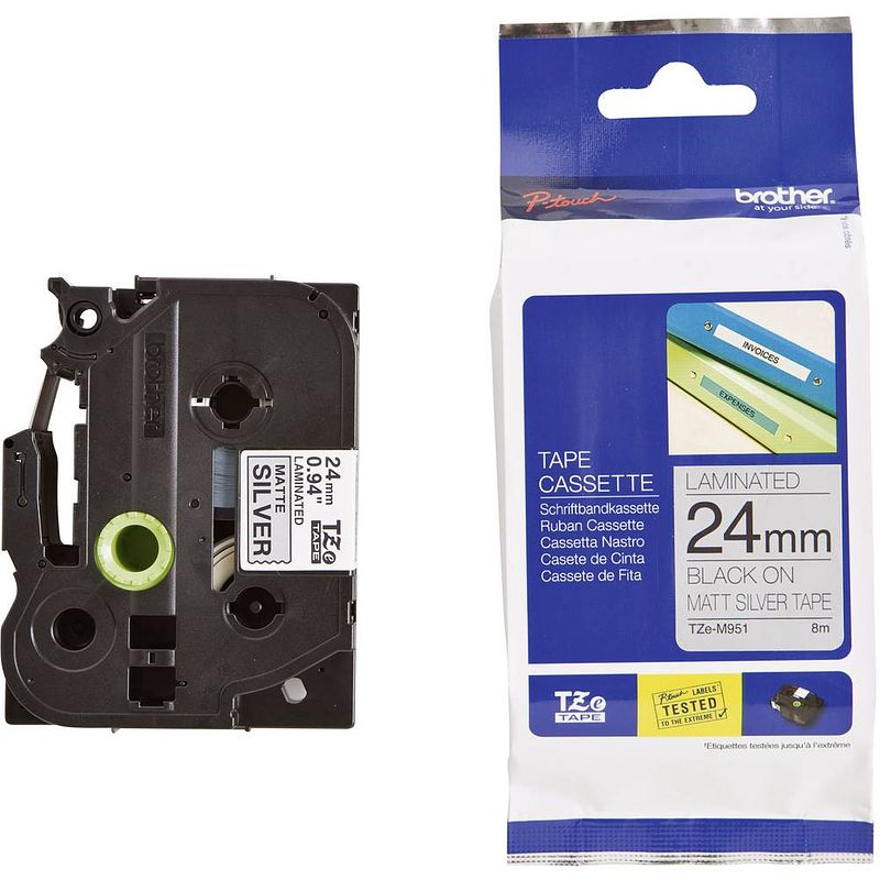 Foto van Brother tze-m31 labeltape mat tapekleur: transparant (mat) tekstkleur: zwart 12 mm 8 m