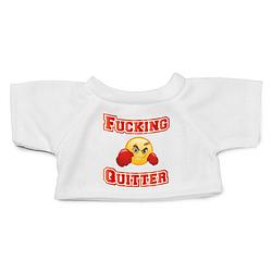 Foto van T-shirt voor knuffel - clothies - maat m - fucking quitter - wit - knuffelberen