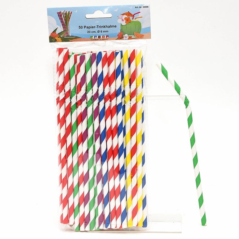 Foto van Drinkrietjes - papier - set 50x - multicolor kleuren - 20 cm - verjaardag/feestje - drinkrietjes