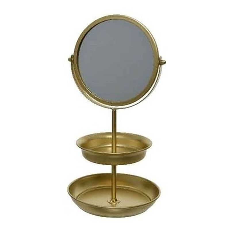 Foto van Sieraden/make-up spiegel met etagere goud 16 x 32,5 cm - etageres