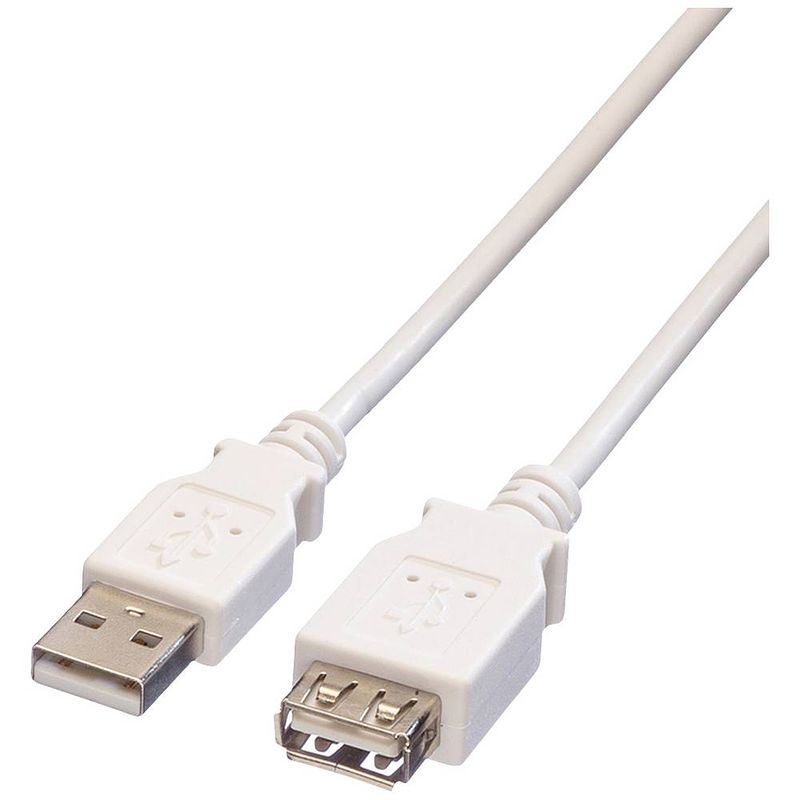 Foto van Value usb-kabel usb 2.0 usb-a stekker, usb-a bus 3.00 m wit afgeschermd 11.99.8961