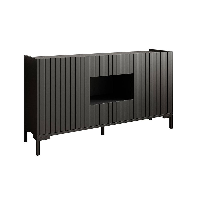 Foto van Meubella dressoir lemon - zwart - 150 cm - met lades