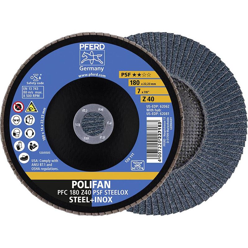 Foto van Pferd 67764185 polifan-lamellenschijf pfc 180 z 40 psf steelox diameter 180 mm n/a 10.00 stuk(s)