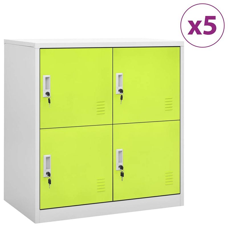 Foto van Vidaxl lockerkasten 5 st 90x45x92,5 cm staal lichtgrijs en groen