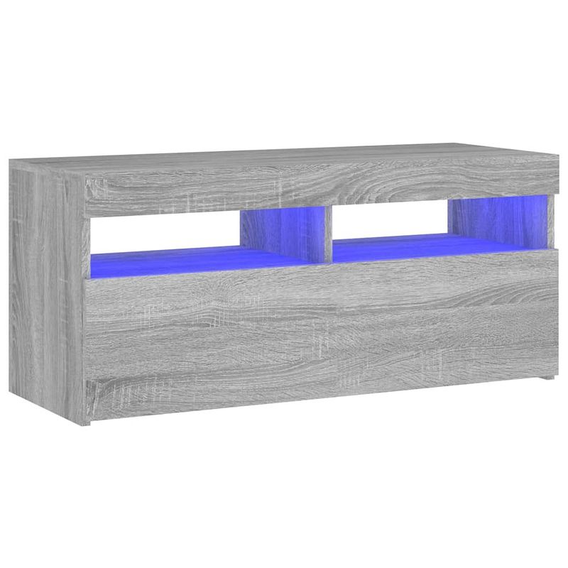 Foto van The living store tv-meubel sonoma eiken - 90 x 35 x 40 cm - led-verlichting - bewerkt hout