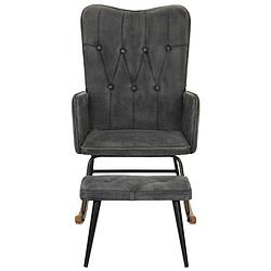 Foto van Infiori schommelstoel met voetenbank canvas in vintage stijl zwart