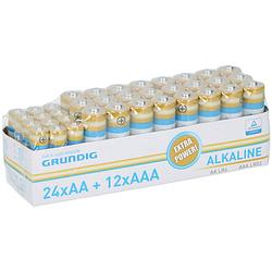 Foto van Grundig - multi-pak - alkaline batterijen - 36 stuks - 24 aa + 12 aaa