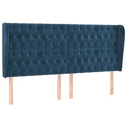 Foto van The living store hoofdbord fluwelen 203 x 23 x 118/128 cm - donkerblauw