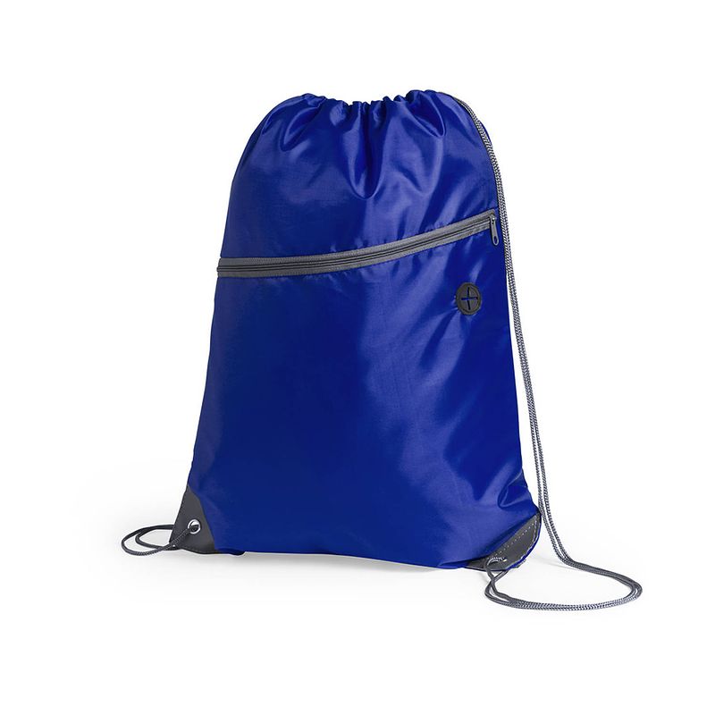 Foto van Sport gymtas/rugtas/draagtas blauw met rijgkoord 34 x 44 cm van polyester - gymtasje - zwemtasje