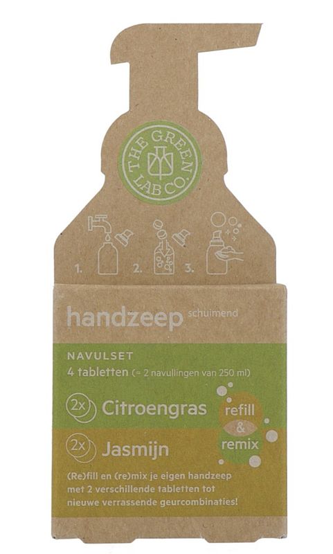 Foto van The green lab co. handzeep tablet refill citroengras & jasmijn