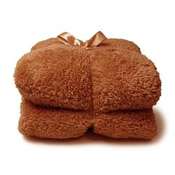 Foto van Unique living teddy fleece plaid - fleece polyester - 150x200 cm - hazel brown