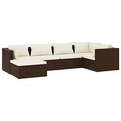 Foto van Vidaxl 6-delige loungeset met kussens poly rattan bruin