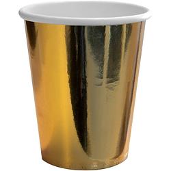 Foto van Set van 8x metallic gouden feest bekers van karton 350 ml - feestbekertjes