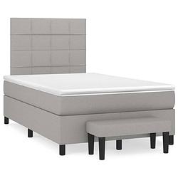 Foto van The living store boxspring bed - lichtgrijs - 203 x 120 x 118/128 cm - duurzaam materiaal - verstelbaar hoofdbord -