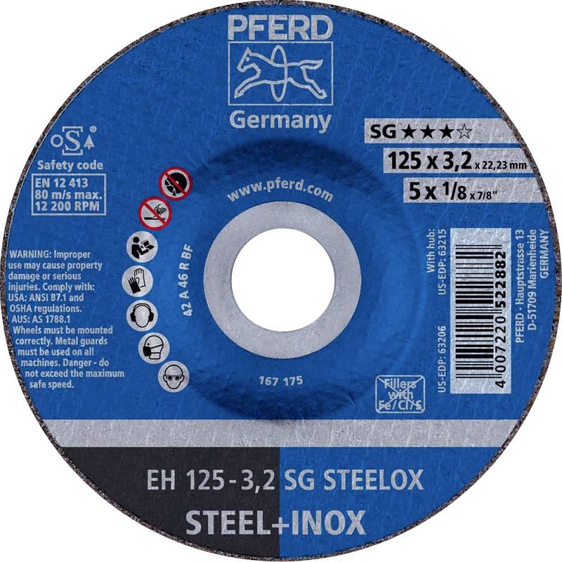 Foto van Pferd eh 125-3,2 sg steelox 61333432 doorslijpschijf gebogen 125 mm 22.23 mm 25 stuk(s)