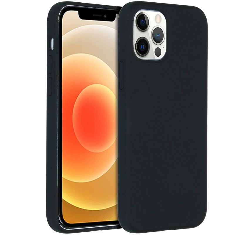 Foto van Accezz liquid silicone backcover iphone 12 pro max telefoonhoesje zwart