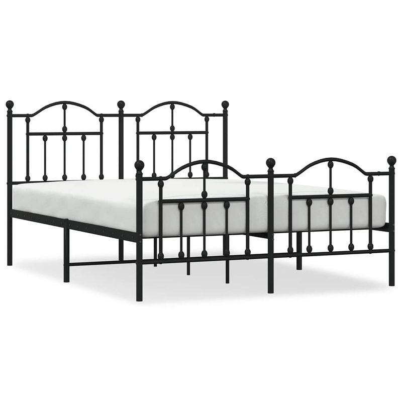 Foto van Vidaxl bedframe met hoofd- en voeteneinde metaal zwart 135x190 cm