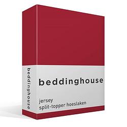 Foto van Beddinghouse jersey split-topper hoeslaken - 100% gebreide jersey katoen - 2-persoons (140x200/220 cm) - red