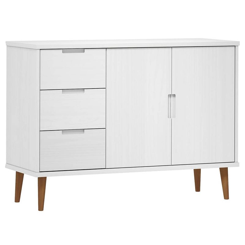 Foto van Vidaxl dressoir molde 113x40x80 cm massief grenenhout wit