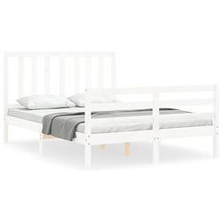 Foto van The living store bedframe - massief grenenhout - 205.5 x 145.5 x 100 cm - functioneel hoofd- en voeteneinde