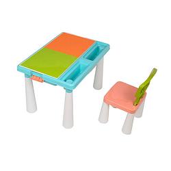 Foto van Decopatent® - kindertafel met 1 stoel - speeltafel met bouwplaat (voor