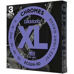 Foto van D'saddario ecg24-3d 11-50 jazz light flatwound chromes snaren voor elektrische gitaar (3 sets)