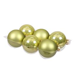 Foto van 18x stuks glazen kerstballen salie groen (oasis) 8 cm mat/glans - kerstbal