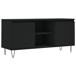 Foto van The living store tv-meubel zwart - 104x35x50 cm - veel opbergruimte - stevig materiaal - eenvoudig schoon te maken -