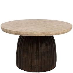 Foto van Giga meubel salontafel rond - bruin - travertin - 60cm - salontafel juan