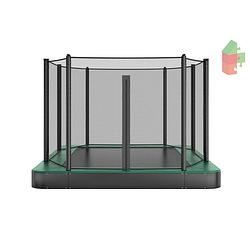 Foto van Trampoline akrobat orbit flat 305x183 (10x6ft) green, inclusief veiligheidsnet