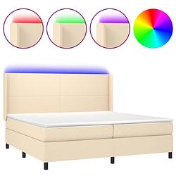 Foto van The living store boxspring bed luxe led - crème - 203x203 cm - pocketvering