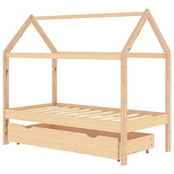 Foto van The living store kinderbedframe boomhutstijl - grenenhout - 166x87x140 cm - inclusief bedlade - geschikt voor matras