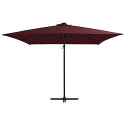 Foto van The living store hangende parasol - led verlichting - uv-beschermend - 250x250x247cm - bordeauxrood